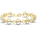 Heart Bracelet with Diamonds and 14k Gold Plating - 8 Inch