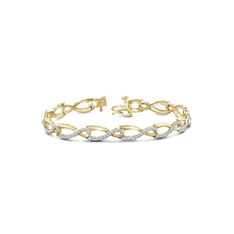 White Diamond Accent 14K Gold Over Silver Infinity Bracelet 7.5