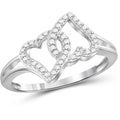 Sterling Silver Double Heart Ring with Diamond Accents - Size 8