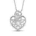 Sterling Silver Heart Pendant with Key and White Diamond Accents