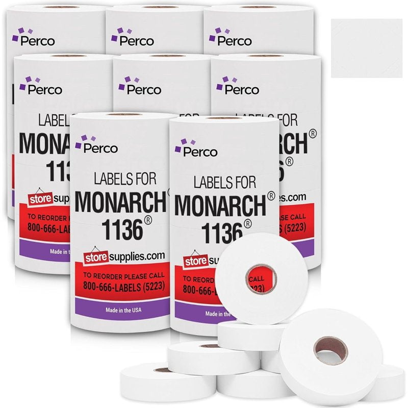 Price Label Set for Monarch 1136 - White Labels, 112,000 Count, Bulk Pack