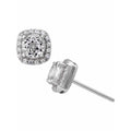 Sterling Silver White Topaz and CZ Halo 5mm Stud Earrings