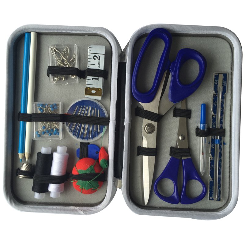 White Travel Sewing Kit with 73 Pieces for Clothes Repair and Crafting