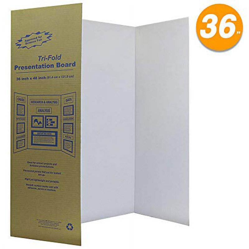 White Tri-Fold Presentation Board 36x48 Inch Portable Display for School & Business