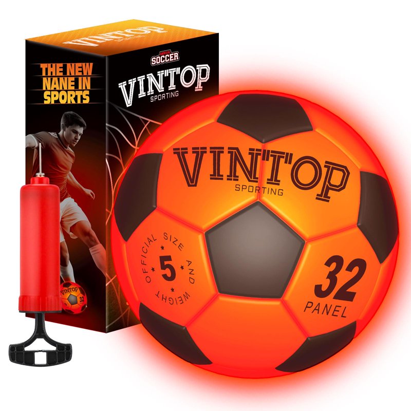 Light Up Soccer Ball – Size 5, LED Glow in the Dark, Impact Activated