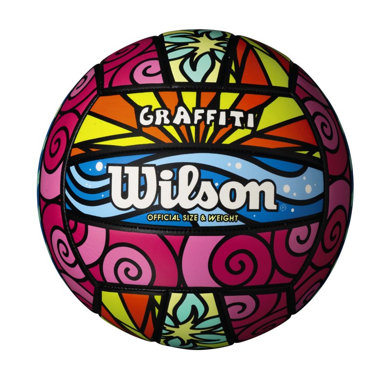 Wilson Graffiti Outdoor Volleyball - Official Size, MultiColor & White/Orange
