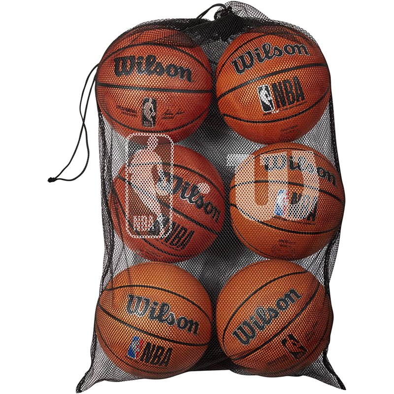 Wilson NBA & WNBA 6 Ball Mesh Basketball Bag - Official Storage Carrier