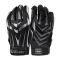 Youth Football Receiver Gloves Black Grey - Lightweight, Flexible, Adjustable Fit