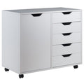 Mobile Storage Cabinet with 5 Drawers and Adjustable Shelf — White Finish