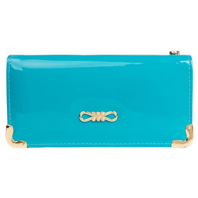 Women's Convertible Patent Leather Wallet with Card Organizer & Wristlet