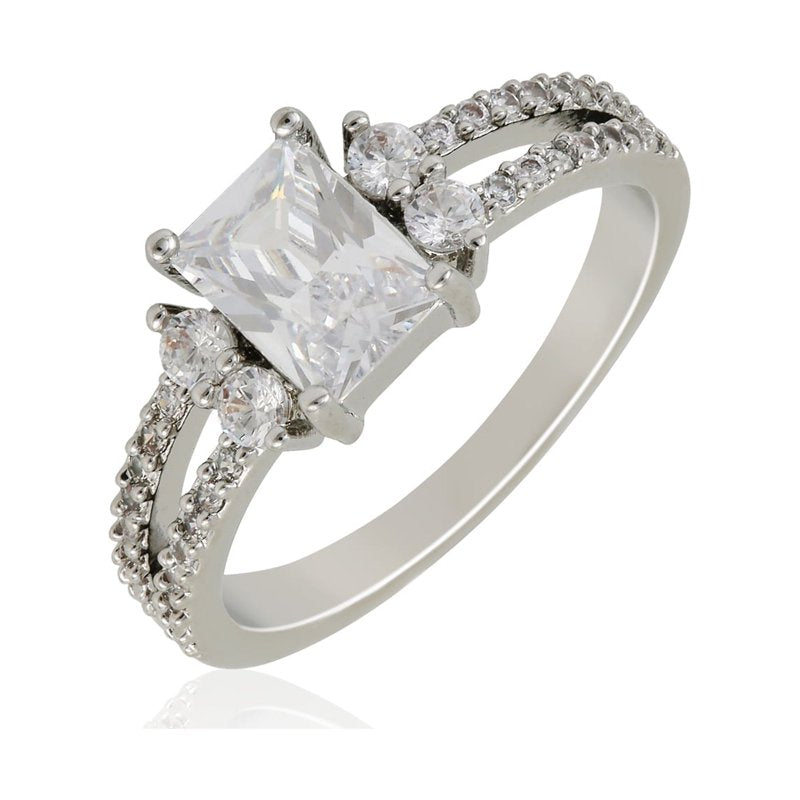 Women's Silver Plate AAA CZ Engagement Ring Size 7 - Elegant Bridal Jewelry