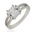 Women's Silver Plate AAA CZ Engagement Ring Size 7 - Elegant Bridal Jewelry