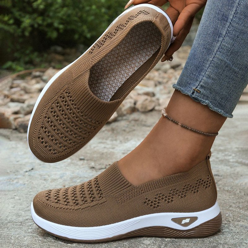 Women's Orthopedic Walking Sneakers with Arch Support - Wide Width Breathable Slip-On Casual Shoes