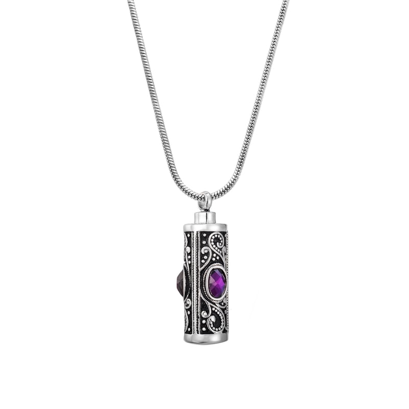 Women's Cremation Necklace with Rhinestones Stainless Steel Keepsake Pendant