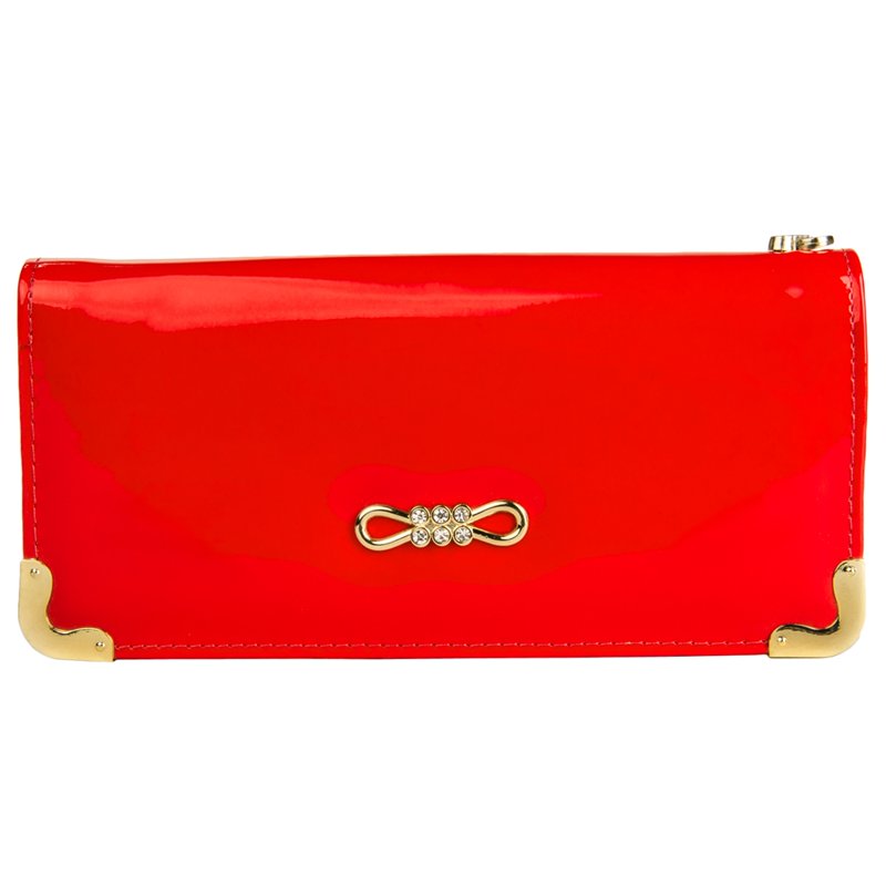 Women's Patent Leather Wallet with Card Holder & Convertible Wristlet - Multiple Colors