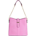 Women's Leatherette Shoulder Bag with Buckle - Purse with Multiple Compartments