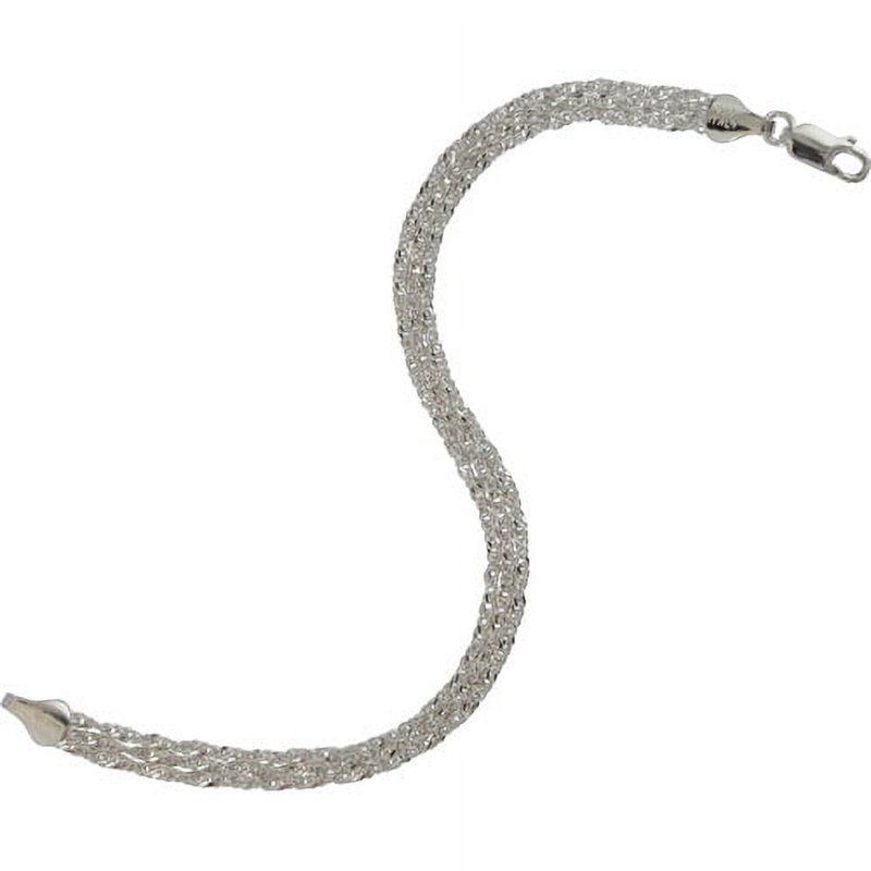 Women's Sterling Silver 3-Strand Singapore Bracelet - 7.5 Inch