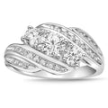 Sterling Silver 3 Stone Lab Simulated Diamond Wedding Ring - Elegant & Durable