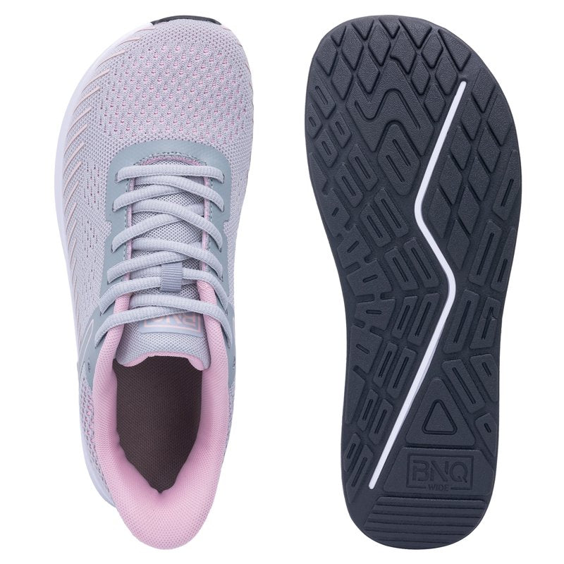 Women's Wide Walking and Running Shoes Slip-On Tennis Sneakers Grey Pink