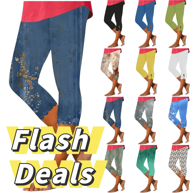 High Waist Workout Leggings for Women with Pockets - Plus Size Capri Pants