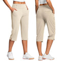 High Waist Stretch Yoga Capris with Pockets - Women's Workout Pants