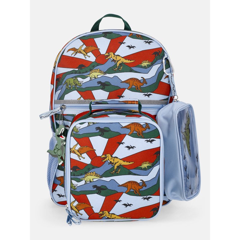 Kids' Dino World Backpack Set with Lunch Tote and Pouch - 17 Inch School Bag