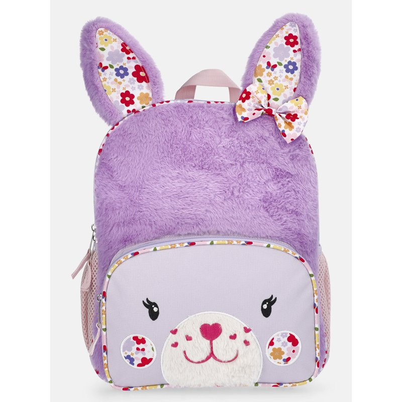 Toddler Floral Bunny Love Backpack - Soft Lilac, 13.5 Inch Kids School Bag