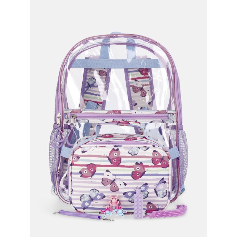 Kids Sensory Backpack and Lunch Tote Set with Fidget Toys, Purple