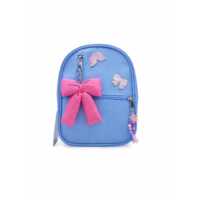 Girls Mini Backpack with Keychain - Kids School & Travel Bag, Blue