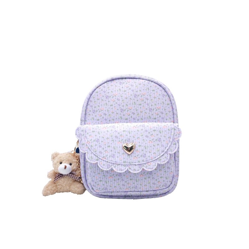 Girls Mini Backpack with Keychain - Floral Lavender & All Variants