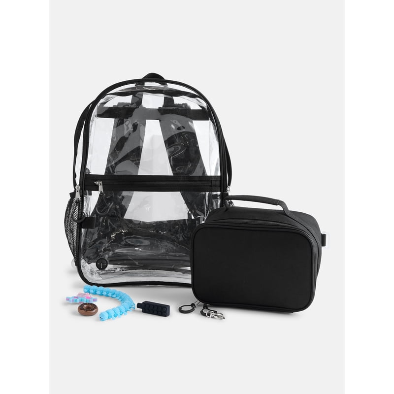 Kids Sensory Backpack and Lunch Tote Set - Clear 17 Inch School Bag