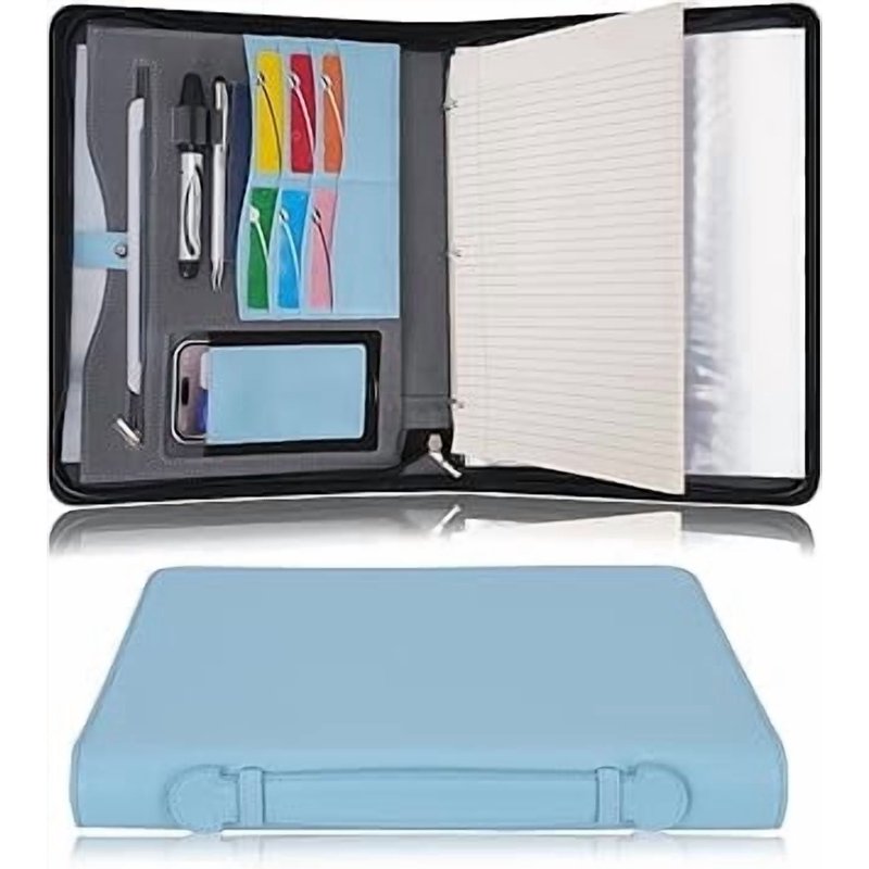 Travel Zippered Portfolio with Removable 3-Ring Binder A4 Document Organizer