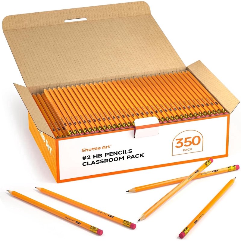 Bulk Pack #2 HB Wooden Pencils with Erasers - Pre-Sharpened for Writing & Drawing
