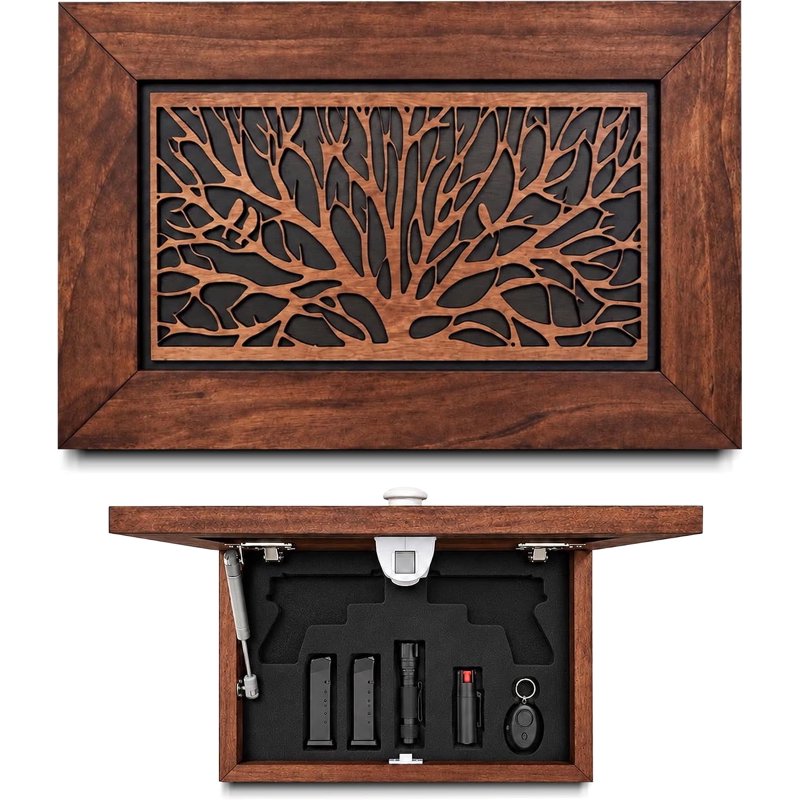 Hidden Gun Storage Wall Cabinet - Discreet Decorative Wall Art, 18x12 Inch