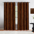 Wooden Texture Blackout Curtain Set with Grommets - Room Darkening Window Drapes for Bedroom & Living Room