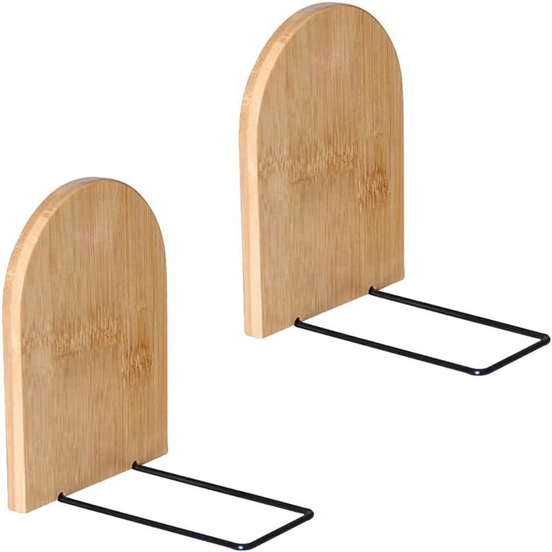 Heavy Duty Wooden Bookends - Vintage Finish Bookshelf Holders for Heavy Books