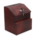 Lockable Wooden Suggestion Box with Key Lock - Wall Mount or Free Standing, Red Mahogany