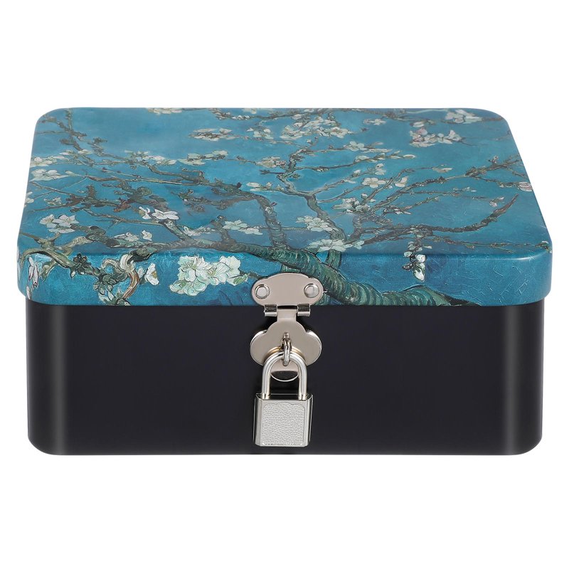 Large Metal Lock Box with Key - Portable Storage for Travel and Home