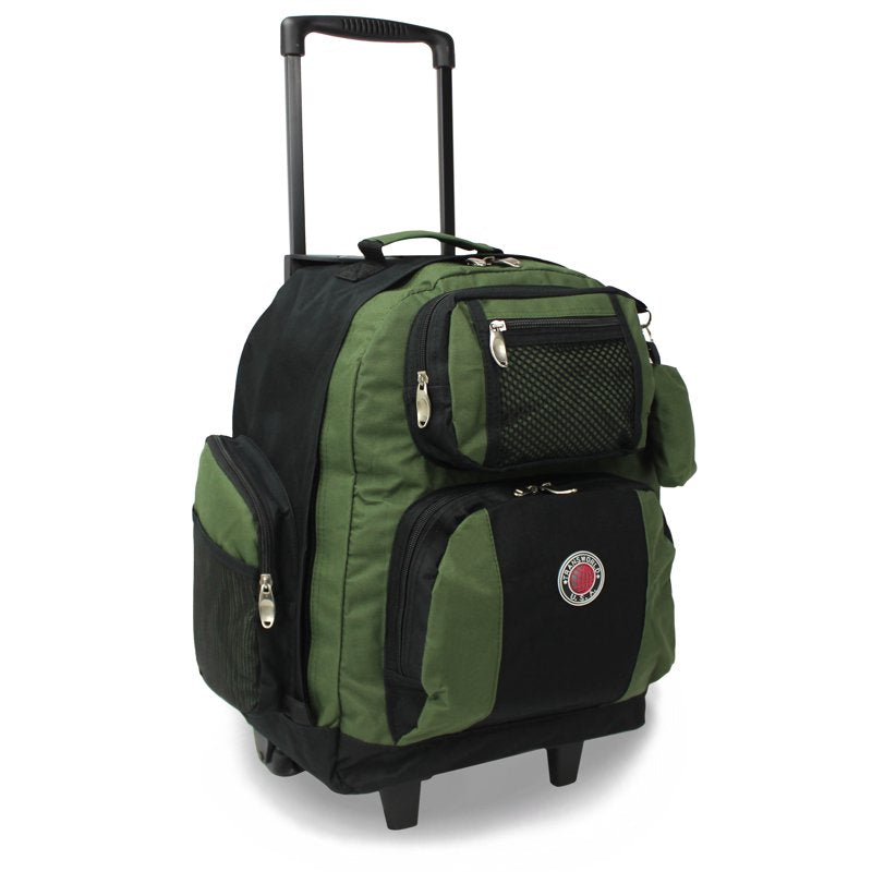 22-Inch Airline Approved Rolling Backpack with Convertible Design - Olive