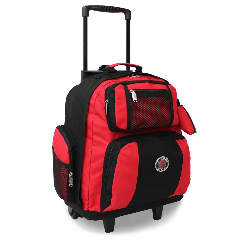 22-Inch Airline Approved Rolling Backpack with Multiple Compartments - Red