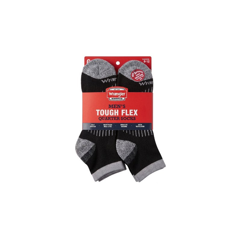 Wrangler Peak Light Compression Ankle Socks for Men - Black, 6 Pairs, Size 6-12