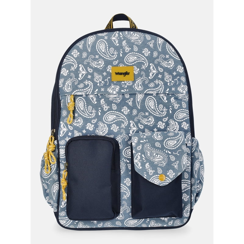 Unisex Paisley Bandana Backpack with Laptop Sleeve - Blue, Beige, Olive, Denim