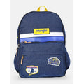 Unisex Denim Backpack with Patches and Padded Laptop Sleeve - 17 Inch School Bag