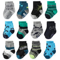 Kids Ankle Socks 12 Pack Non-Slip Grip Cotton Toddler & Baby Socks for Boys Girls