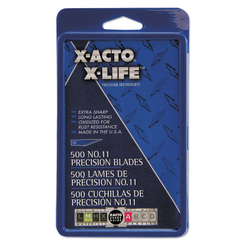 Precision No. 11 Fine Point Razor Blade Refills - 500 Pack, X-Life Steel