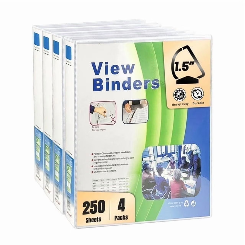 Heavy-Duty 1.5 Inch 3 Ring Binders Set of 4 for Office & School Organizing