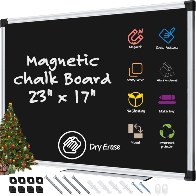 Magnetic Chalkboard for Kids & Home Wall - Dry Erase & Chalk Surface