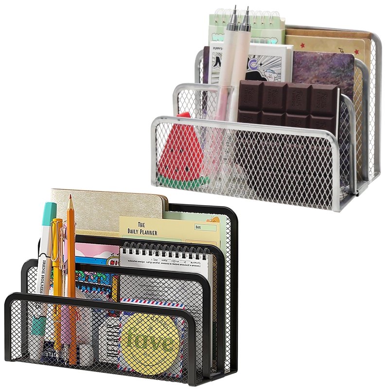 Desk Mail Organizer 2 Pack Metal Mesh Letter Holders for Home Office