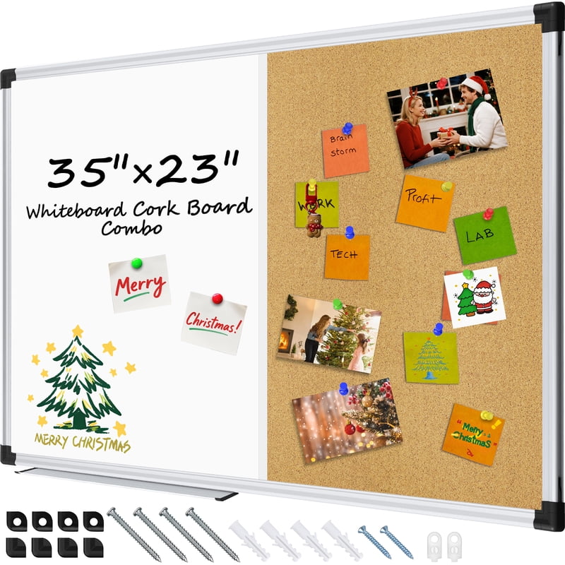 Magnetic Cork and Dry Erase Wall Board Combo - Bulletin and Whiteboard