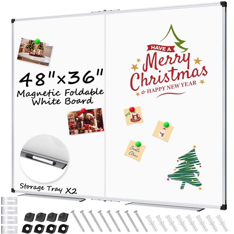Large Foldable Magnetic Dry Erase Whiteboard for Wall & Portable Use